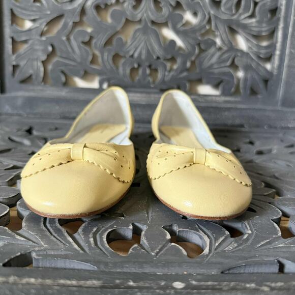 Delman Ballet Flats Women’s 8M Yellow Leather Bow Deatil Slip On Shoes - Picture 5 of 11